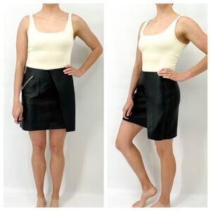 & Other Stories 100% Leather Black Mini Skirt Women's Size 10
